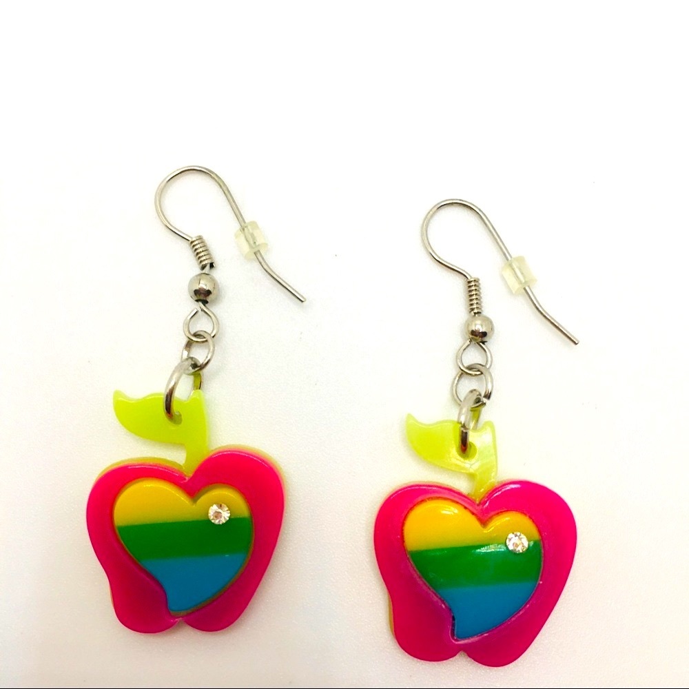 EARRINGS RAINBOW APPLES WITH CRYSTALS! PIE…